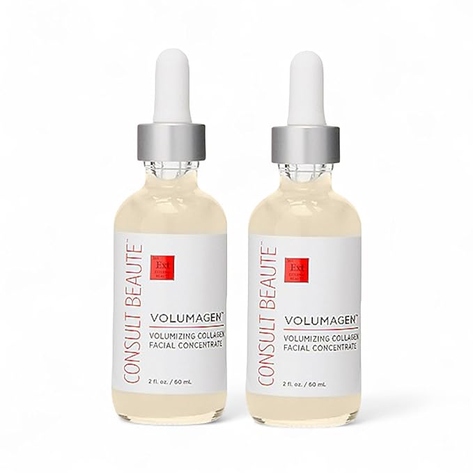 Consult Beaute Volumagen - Collagen Anti-Aging Serum for the Face - Hyaluronic Acid - Skin Nourishing & Plumping - Hydrates and Temporarily Fills for Smoother, Bouncy Skin - 2 Oz. Duo (2 Piece Set)