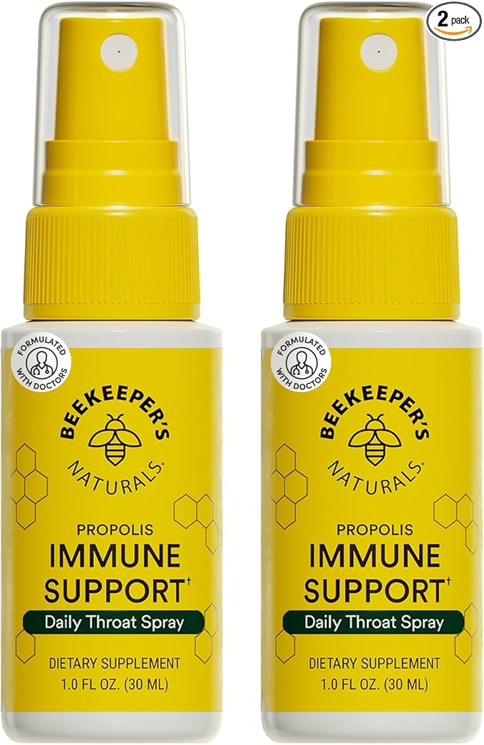 Beekeeper's Naturals Propolis Throat Spray, Natural Immune Support & Sore Throat Relief - Antioxidants, Keto, Paleo, Gluten-Free, 1.0 oz (Pack of 2)