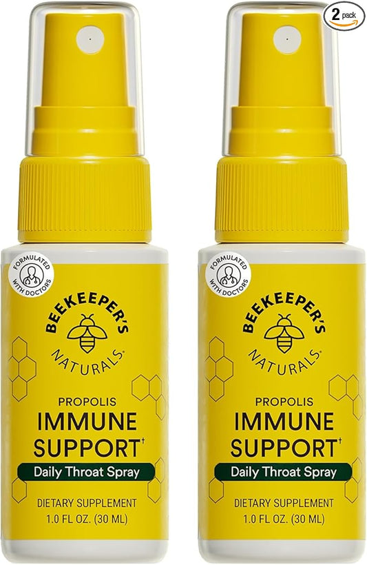 Beekeeper's Naturals Propolis Throat Spray, Natural Immune Support & Sore Throat Relief - Antioxidants, Keto, Paleo, Gluten-Free, 1.0 oz (Pack of 2)