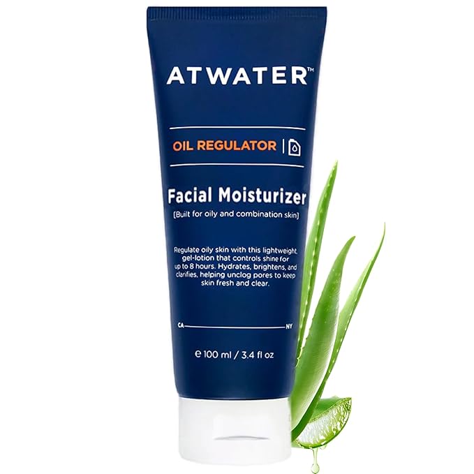ATWATER Oil Regulator Men's Face Moisturizer, Oil Control Complex with Salicylic Acid and Niacinamide, Lightweight Unscented Formula for Oily Skin - 3.4 oz