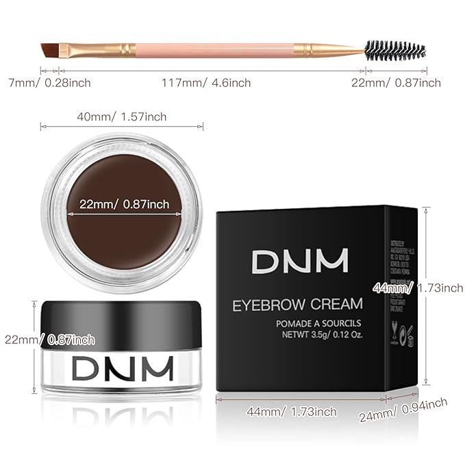 2Pcs Brow Pomade Set with Dual-ended Eyebrow Brush, High pigment Water proof Natural finish Eyebrow Makeup Set with Eyebrow Brush for Women and Girls（03#）