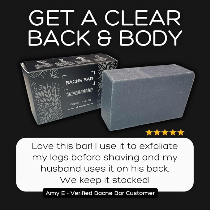 All Natural Body Acne Soap with Charcoal, Pumice, Tea Tree Oil & Vitamin E for a Deep Exfoliation Back Acne Treatment, Not for Sensitive Skin