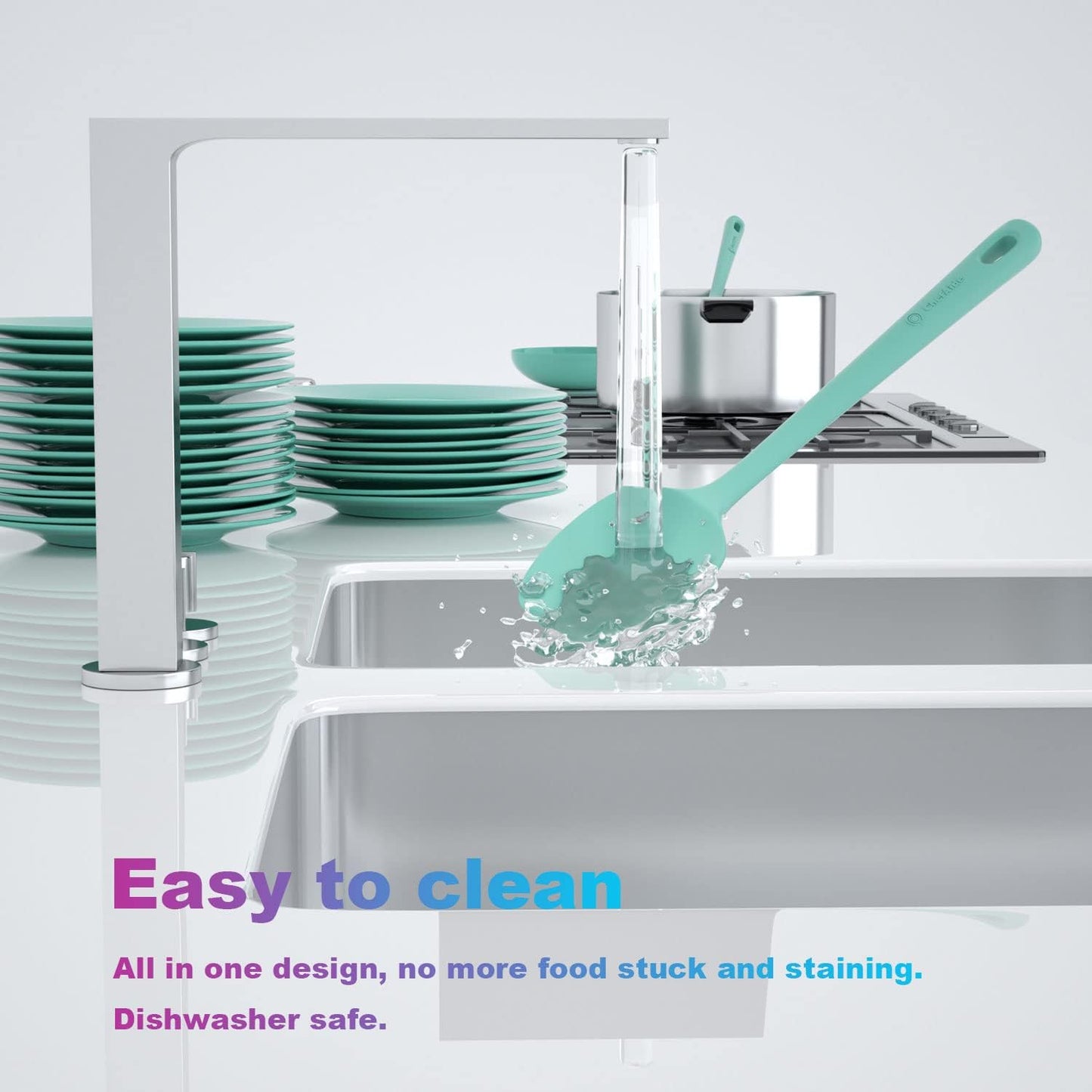 4 Pieces Silicone Spatula Set, Food Grade Rubber Spatula, Upgrade Strong Handle with Ergonomic Grip, Heat Resistant for Nonstick Cookware, Cooking