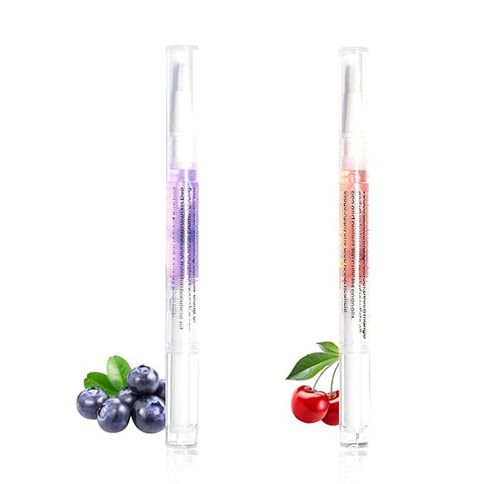 Cuticle Oil Pen for Nails Care,Nail Oil For Strength,Nourish Moisten Care Cuticle To Reduce Nail Cracking and Dry for Weak Peeling Brittle and Thin Nails (blueberries&cherry)
