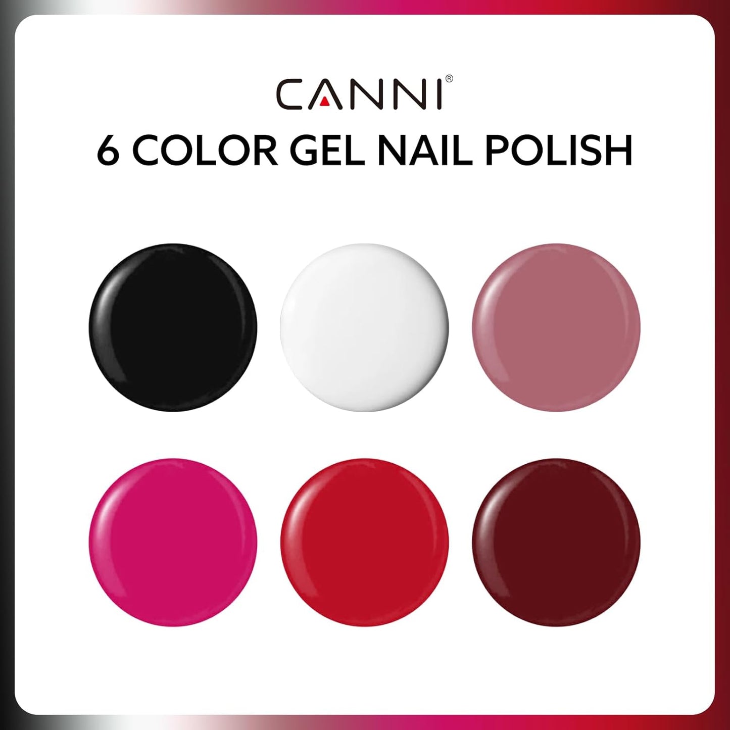 CANNI 9ml Hema-Free Gel Nail Polish Set- 6Pcs White Black Burgundy Red Purple Nude Colors Gel Polish Kit, Soak Off LED Nail Gel Manicure Kit DIY at Home Salon Gifts for Women Girls