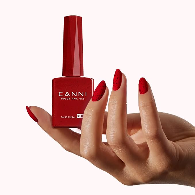 CANNI 6 Colors 9 ML Hema-Free Glitter Red Gel Nail Polish Set, Dark Cherry Red Gel Polish Kit, Soak Off LED Nail Gel Manicure Kit DIY at Home Salon Gifts