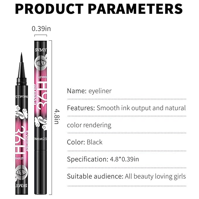 12 Pcs Black Eyeliner Pen, Long-Wearing & Waterproof Eyeliner, Quick-Drying Liquid Eye Liner, Smudge-Resistant Black Eye Liner for All Skin Tones, Highly-Pigmented Eye Makeup