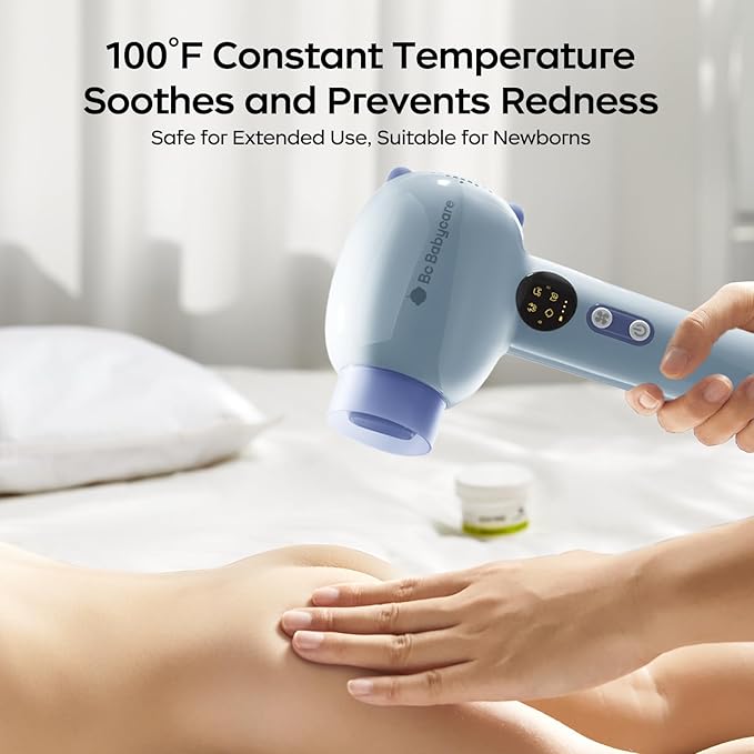 Bc Babycare Gentle Cordless Hair Dryer for Baby and Kids, Quiet Portable Mini Blow Dryer for Infant,Portable Travel Hair Dryer,Low Heat/Speed with 4 Model for Hair Diaper and Full Body (Purple)