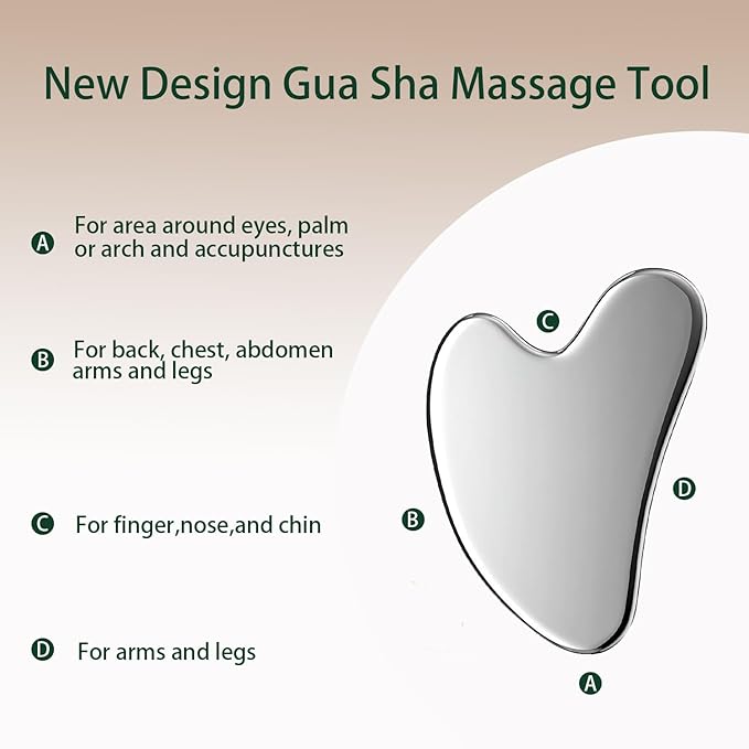 2Pcs gua sha facial tools stainless steel guasha set for face metal boby lymphatic drainage massage detailer gasha neck Gift for Women