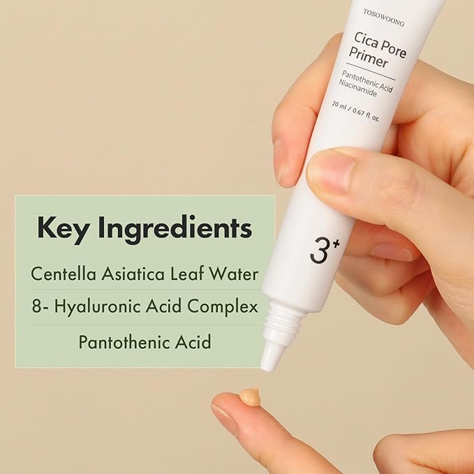 Cica Pore Primer, Face Primer, Pore Minimizer, Matte Finish Blurring Primer for Oily Skin, Sebum Control, Smooths Fine Lines & Wrinkles, Long-lasting Makeup, K Beauty, 20ml / 0.67 fl. oz.