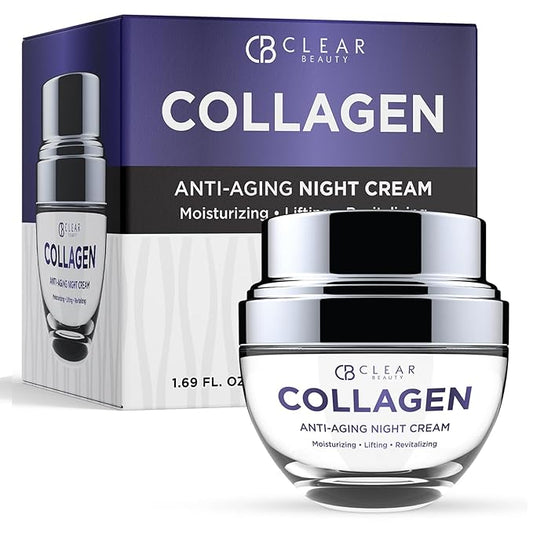 Collagen Night Face Moisturizer - Dermatologist Tested, Reduces Wrinkles & Fine Lines, Hydrating, Anti-Aging Cream, Cruelty-Free Korean Skin Care, All Skin Types - 1.69 oz