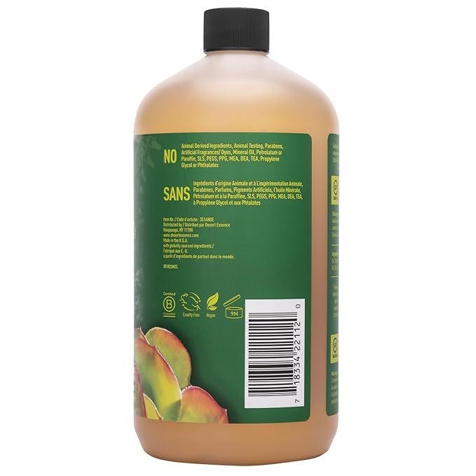 Desert Essence Castile Liquid Soap With Eco-Harvest Tea Tree Oil - 32 Fl Oz - Face & Body Cleansing - Coconut & Olive Oil - May Diminish Imperfections & Help Reduce Oil