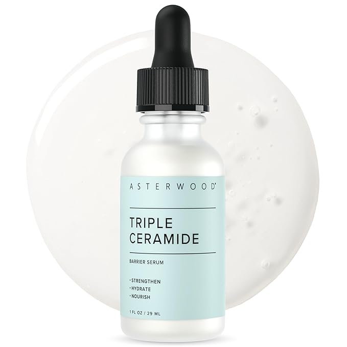 Asterwood Triple Ceramide Barrier Repair Serum - Hydrating, Calming, & Barrier-Restoring Skin Facial Serum - with Ceramide Complex, Squalane, Hyaluronic Acid - Fragrance-Free, Cruelty-Free - 1 Fl Oz