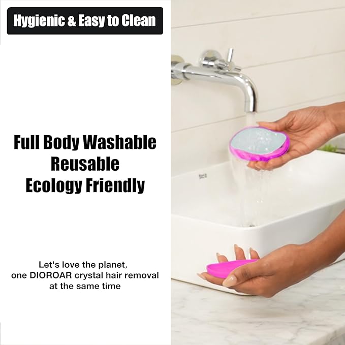 Crystal Hair Eraser,Upgrade Crystal Hair Remover,Physical Nano Glass Hair Removal Device,Painless Epilator and Exfoliator Without Shaver for Quick Soft Silky Skin(Hot Pink)