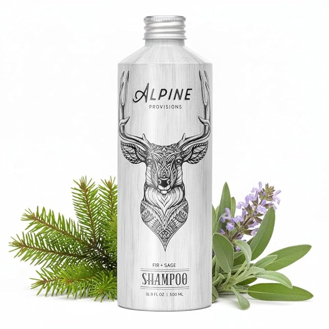 Alpine Provisions Fir & Sage Shampoo - Naturally Repair, Cleanse, and Hydration with Essential Oils, Jojoba, Aloe Vera - Vegan, Sulfate - Plant-Based Hair Care for Healthier, Softer Hair - 16.9 FL Oz