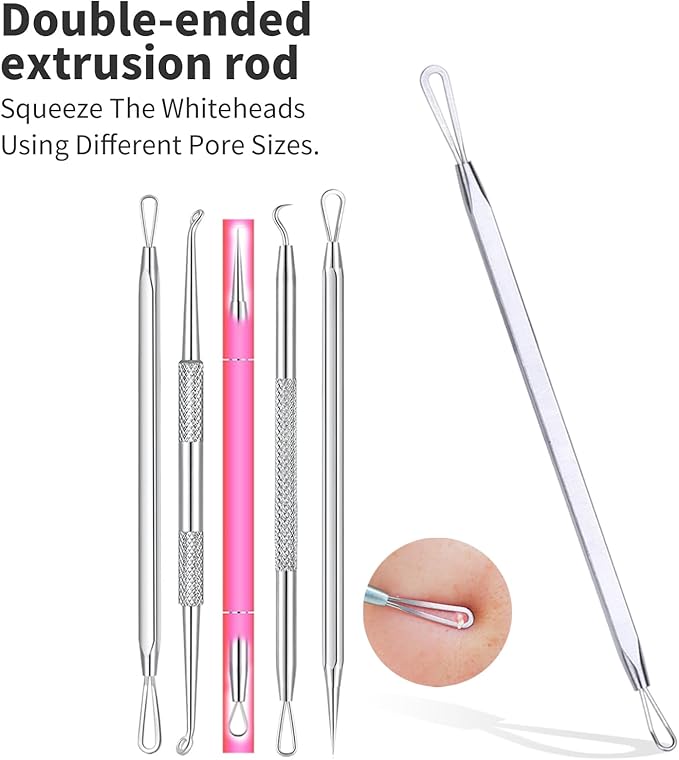 2025 Professional Pimple Popper Tool Kit - 22 PCS Blackhead Remover Tools for Acne and Zit Popping Comedone Extractor with Magnifying Glass
