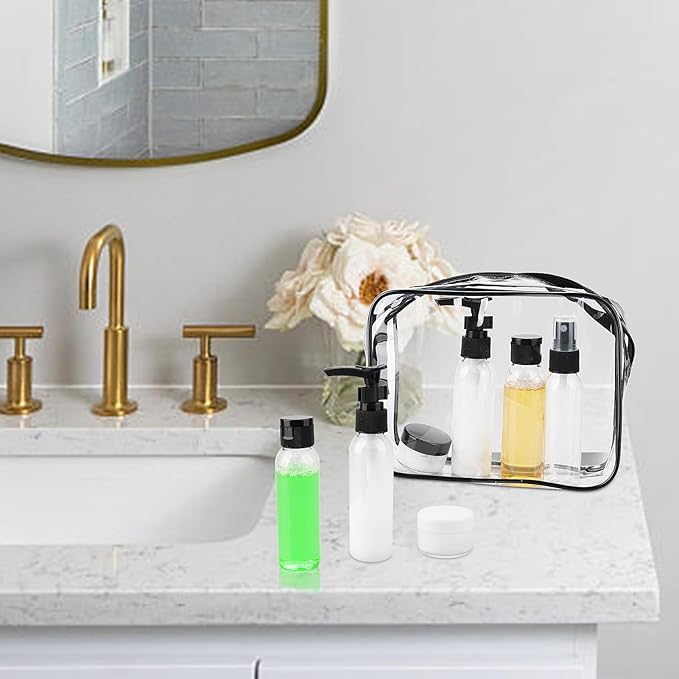 Cosywell Travel Size Bottles for Toiletries 13 Pack 2oz TSA Approved Toiletry Bottles Leak Proof Travel Kit for Women Men TSA Clear Toiletry Bag Shampoo Lotion Skincare Cosmetic Container