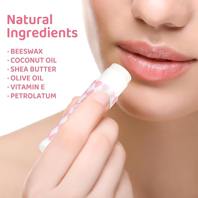 50 Pcs Pink Bow Lip Balm Bulk, Pink Lip Care, Moisturizing and Nourishing Lip Balm Gifts for Girls Women Employee Bachelorette Birthday Party Favors Guest