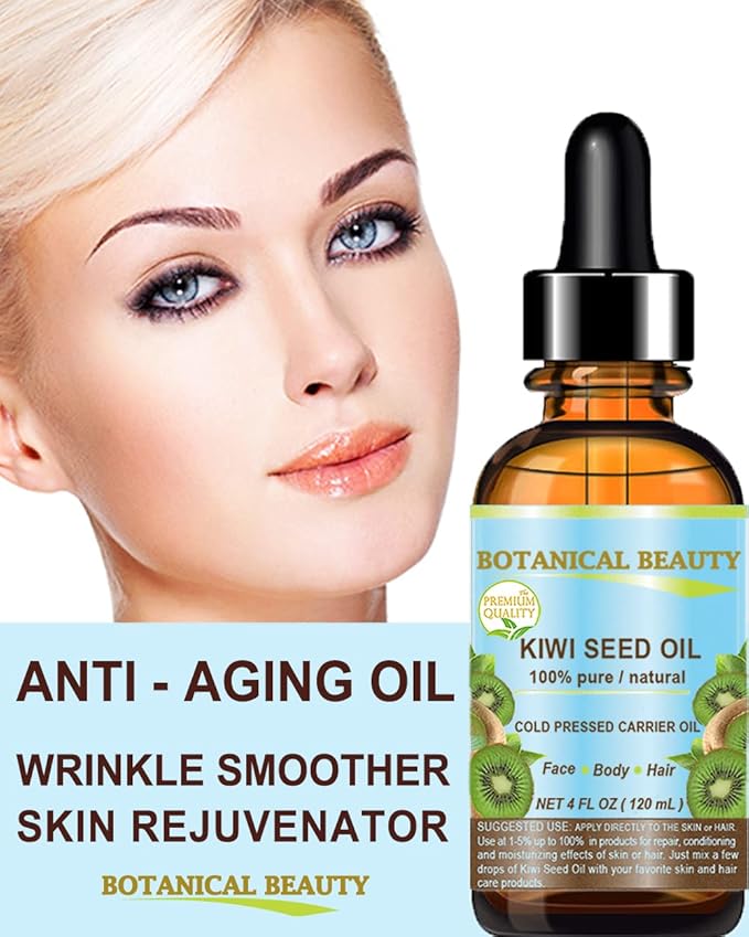 Botanical Beauty KIWI SEED OIL. 100% Pure Natural Undiluted Virgin Cold Pressed Carrier Oil. 2 Fl.oz.- 60 ml for Face, Skin, Body, Hair, Nail Care