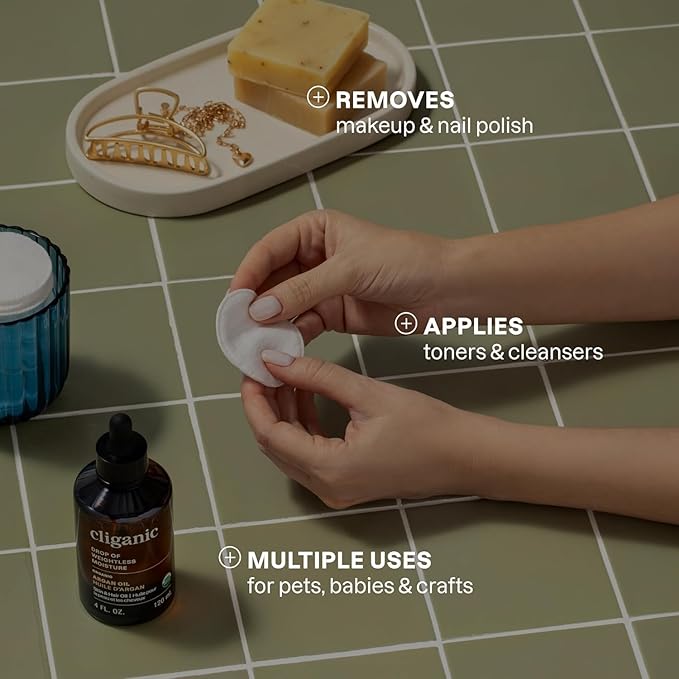 Cliganic Premium Cotton Rounds for Face (500 Count) | Makeup Remover Pads, Hypoallergenic, Lint-Free | 100% Pure Cotton (Packaging May Vary)