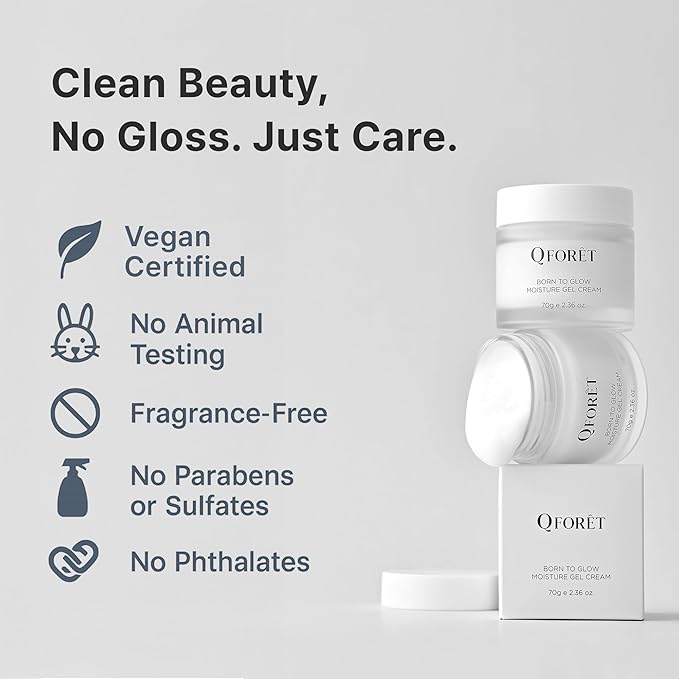 Born to Glow Gel Cream | Vegan Peptide Moisturizer with Plant Mucin (Snail Mucin Alternative) | K-Beauty for Glass Skin, Barrier Repair with Ceramide for Sensitive Skin, 2.36oz