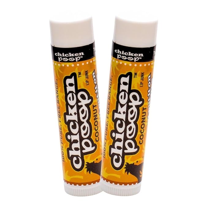 Chicken Poop Lip Balm Simone Chickenbone Coconut Duo 100% Natural Moisturizer for Dry Chapped Lips, 0.15 oz (Pack of 2)