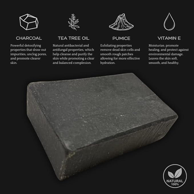 All Natural Body Acne Soap with Charcoal, Pumice, Tea Tree Oil & Vitamin E for a Deep Exfoliation Back Acne Treatment, Not for Sensitive Skin