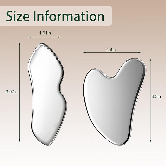 2Pcs gua sha facial tools stainless steel guasha set for face metal boby lymphatic drainage massage detailer gasha neck Gift for Women