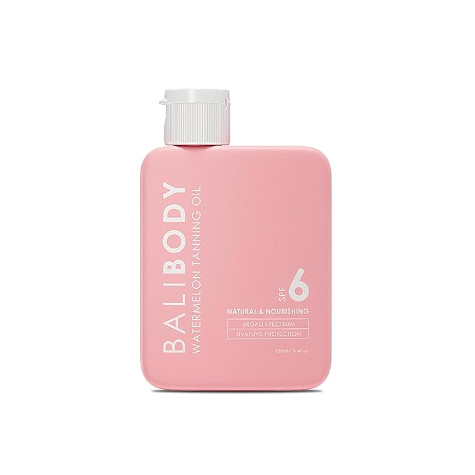 Bali Body Watermelon Tanning Oil SPF 6 | Infused with Natural Oil | Fruity Scent Summer Essential for Golden Deep Glow | Vegan, Cruelty Free (100ml/3.4 fl oz)