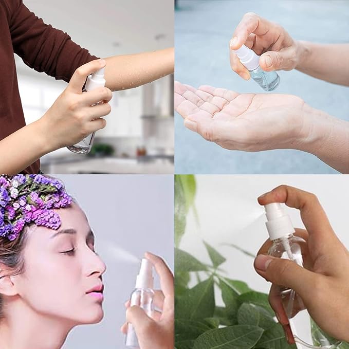 60Pack 1 Oz Mini Spray Bottle Fine Mist Spritzer Bottles Reusable Perfume Refillable Bottle Travel Size Mist Bottle Sprayer Empty Plastic Spritz Bottle for Household Use, Essential Oil, Hair Sprayer