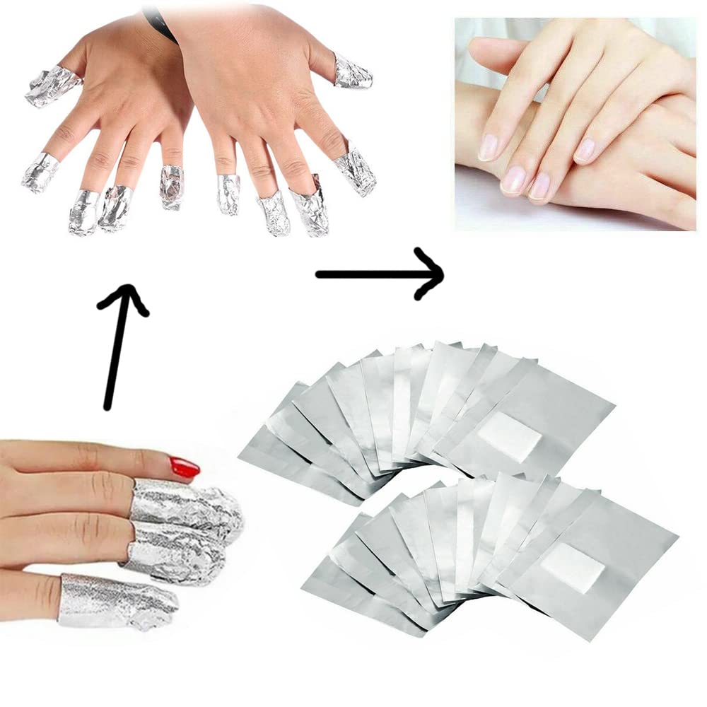 400Pcs Nail Polish Remover Gel Nail Foil Wraps Aluminium Soak Off Foils Cotton Pads Gel Nail Polish Wraps Removal Tool Finger Nail Polish Remover with Lint-Free Lager Cotton Pad
