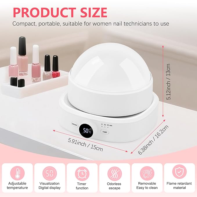 Electric Nail Soaking Bowl, Adjustable Temperature 86°F-140°F, Soak off Bowl Manicure Bowls Nail Soaking Dip Powder Acrylic Nails Gel Polish Remover Machine, White