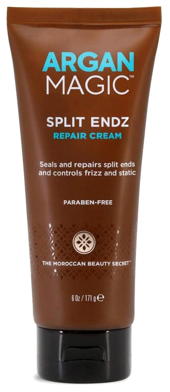 Argan Magic Split Endz Cream - Instantly Binds Frayed and Separated Ends While Preventing Future Breakage | Controls Frizz | Made in USA, Paraben Free, Cruelty Free (6 oz)