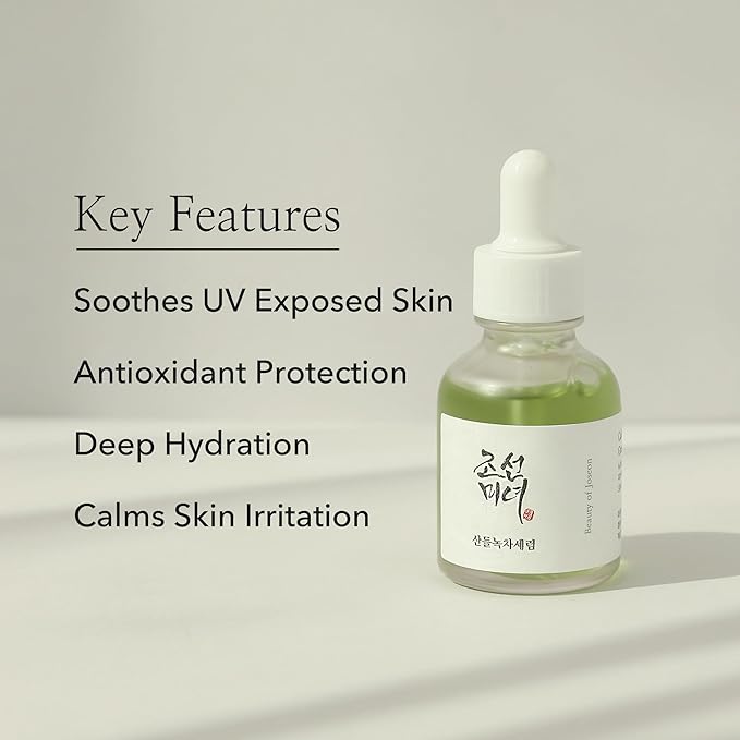 Beauty of Joseon Calming Serum Green Tea Panthenol Soothing, Moisturizing Sensitive, Acne-Prone, UV Irritated Skin, Daily Korean Skin Care for Men and Women, 30ml 1 fl.oz
