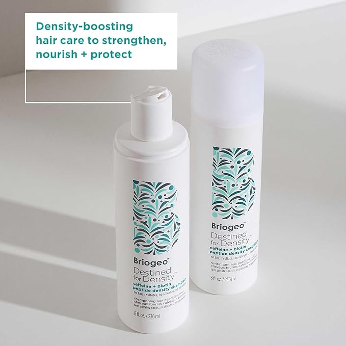 Briogeo Destined For Density Caffeine + Biotin Peptide Density Shampoo and Conditioner Set, Increases Hair Thickness and Volume for Fine or Thinning Hair, Vegan, Cruelty-Free, 2 x 8 fl oz