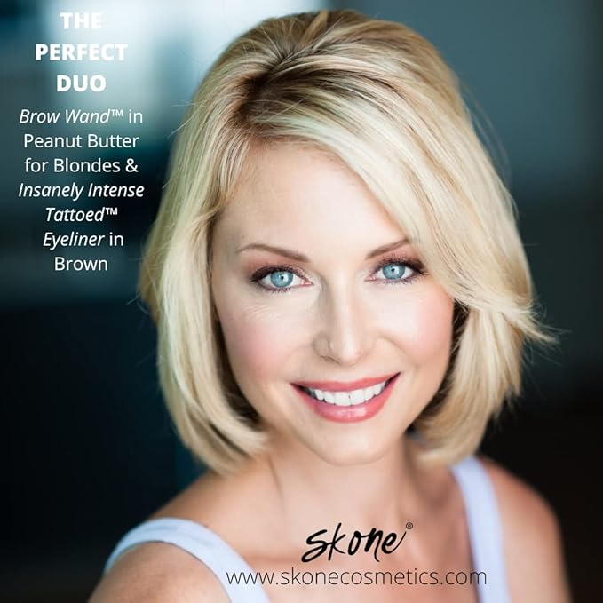 Skone Cosmetics The Original Brow Wand Eyebrow Pencil with Brush - Dual-Sided Retractable Waterproof Long-Lasting Brown Eye Brow Pencils for Women with Sleek Eyebrows - Creamy Chai For Gray Hair