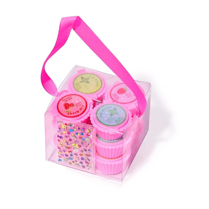 12 Pcs Cupcake Lip Gloss for Girls Party Favors Lip Balm Set Assorted Fruity Favors Cute Cupcake Designs Birthday Gift