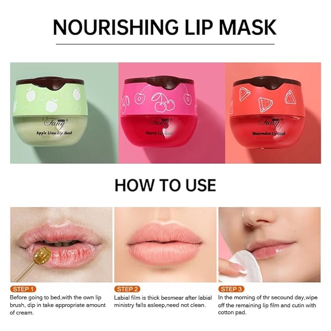 5PCS Bee Lip Balm Honey Pot，Mint&Juicy Peach&Watermelon&Cherry&Apple&Coconut Lip Mask Overnight Propolis Moisturizing Lip Balm Hydrating Prevention Dry and Crack Lip Scrubs Exfoliator Lip Wrinkle Care