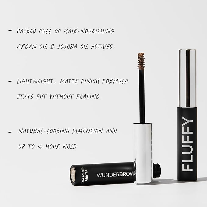WUNDERBROW Fluffy Brow Wax, Vegan and Cruelty-Free Eyebrow Wax With a Waterproof Long Lasting Hold, Enriched with Jojoba and Argan Oil (Brunette)