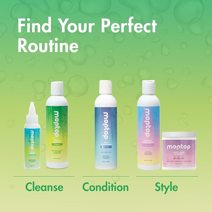 MopTop Gentle Shampoo – Every Day Curly Hair Shampoo, Improves Moisture & Reduces Frizz, Sulfate & Paraben Free Hair Care for Straight, Wavy, Curly, Coily Hair (Bamboo, 2pk)