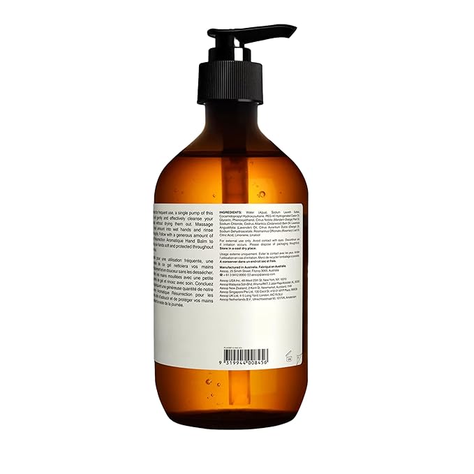 Aesop Resurrection Aromatique Hand Wash | Gentle Cleanser with Orange, Rosemary and Lavender Oils | 500mL / 16.9 oz (Pack of 3)