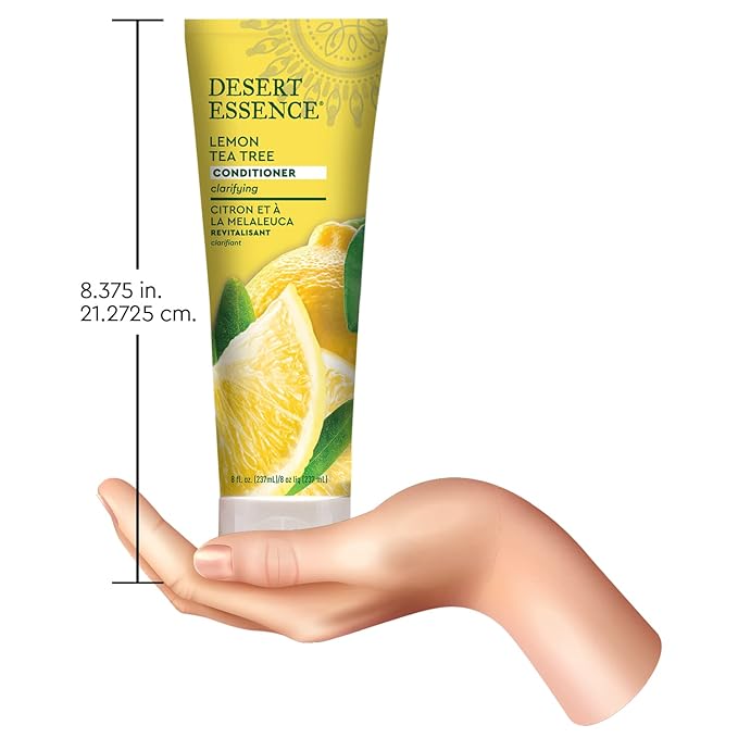 Desert Essence Conditioner, Lemon Tea Tree, Clarifying Provitamin B5, Organic Lemon Peel Extract & Nourishing Aloe - Purifying, Moisturizing, Soothing - Vegan, Sulfate-Free, Cruelty-Free - 8oz