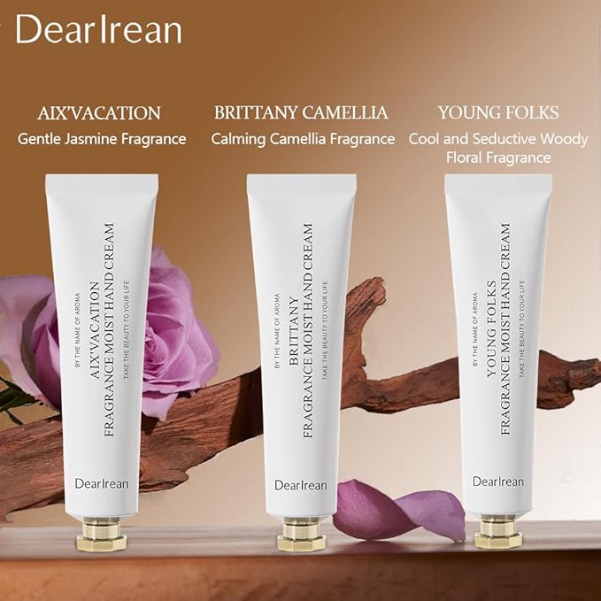 Dear Irean Fragrance Hand Cream Gift Set, 5-Piece Travel Hand Lotions for Dry Cracked Hands with Multiple Hydrating Extracts and Long Time Lasting Moisturizing, Available in All Seasons (4.43 fl oz)