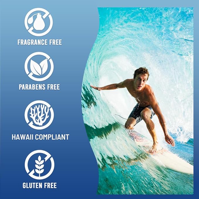 Sunscreen SPF 50 | Hawaii Compliant as Reef Safe | Octinoxate & Oxybenzone Free | Broad Spectrum UVA/UVB Protection | Water Resistant 80 Min. | Fragrance Free | 16 Fl Oz (Pack of 1))
