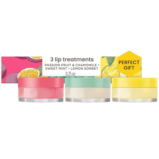 Burt's Bees Mothers Day Gifts, Lip Mask Set- Overnight Intensive Treatment Revives & Nourishes for All Day Hydration, Passion Fruit & Chamomile, Sweet Mint & Lemon Sorbet