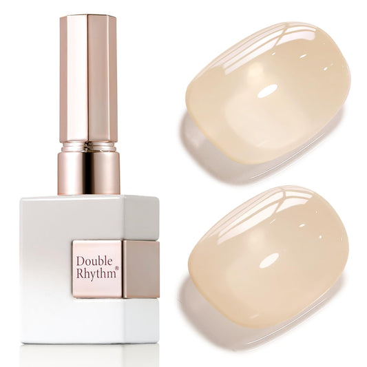 Double Rhythm 0.50 OZ Translucent Gel Polish Same Color Same Bottle Sheer Pastel Neutral Natural Milky 15 ML Jelly UV Nail Art DIY at Home (Cream Yellow-A1526)