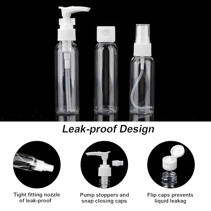 Cosywell Travel Size Bottles for Toiletries 13 Pack 2oz TSA Approved Toiletry Bottles Leak Proof Travel Kit for Women Shampoo Lotion Skincare Cosmetic Container Travel Essentials(White)