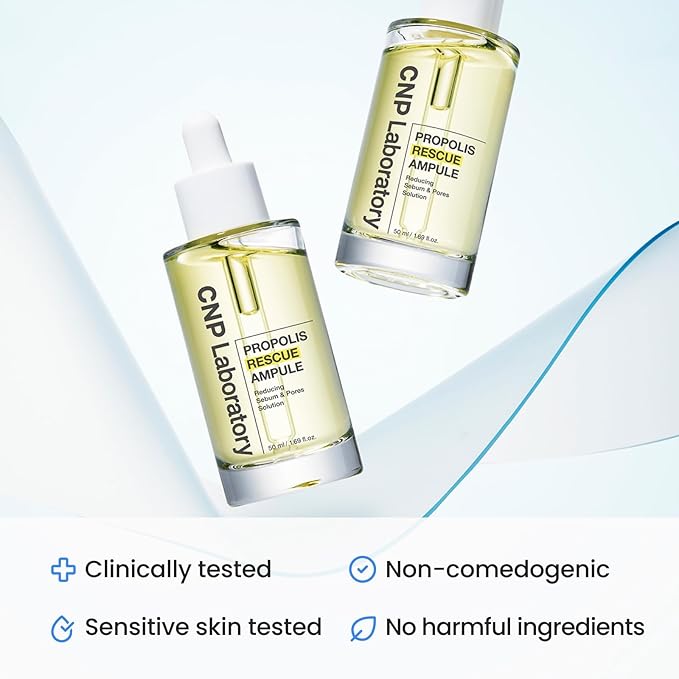 CNP Rescue+Propolis Serum - Redness Relief Serum with Niacinamide & IP-BHA, Soothing, Hydrating, Minimizing Pores, for Oily & Sensitive Skin, Lightweight Essence for Glass Skin, Korean Skin Care