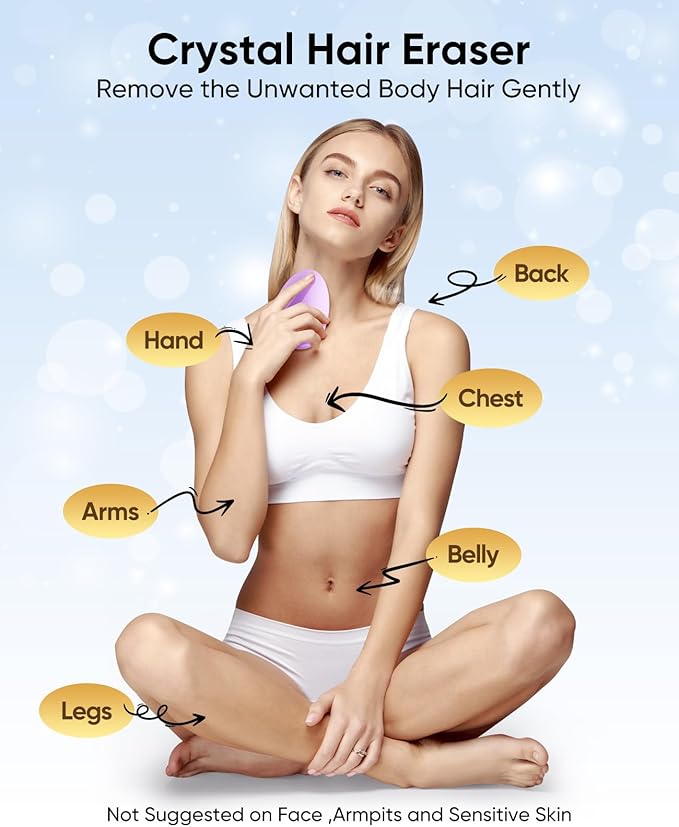 Crystal Hair Eraser for Women and Men, Reusable Crystal Hair Remover Magic Painless Exfoliation Hair Removal Tool, Magic Hair Eraser Device for Legs Back Arms