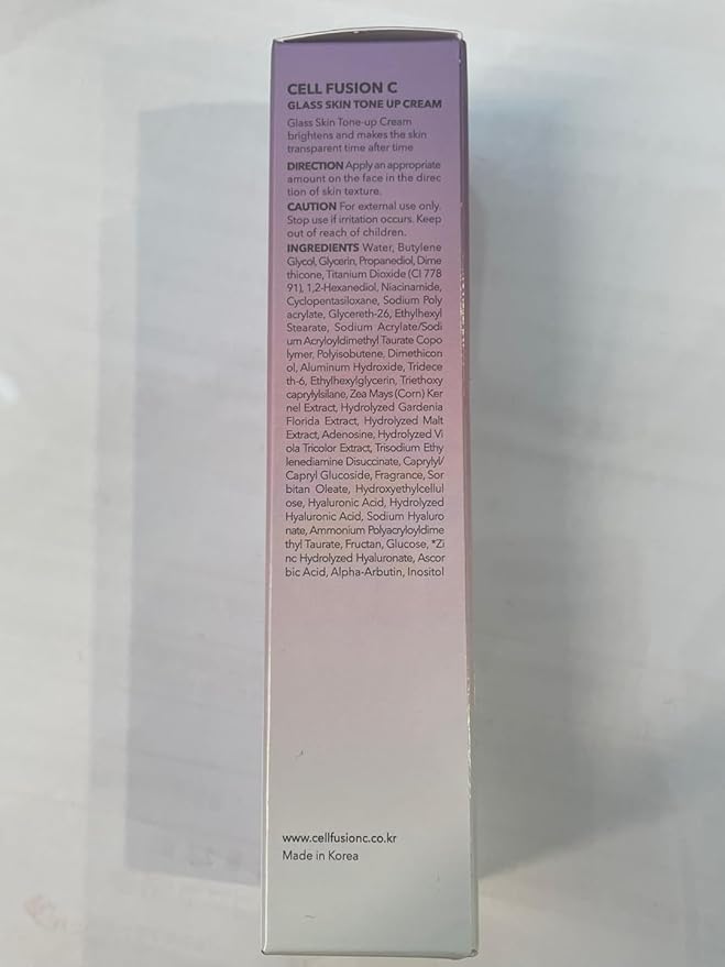 Cell Fusion C Glass Skin Tone Up Cream, Vitamins + Alpha-Arbutin - Natural Makeup Look, For Bright, Even Skin Tone, 50ml / 1.69 fl.oz.